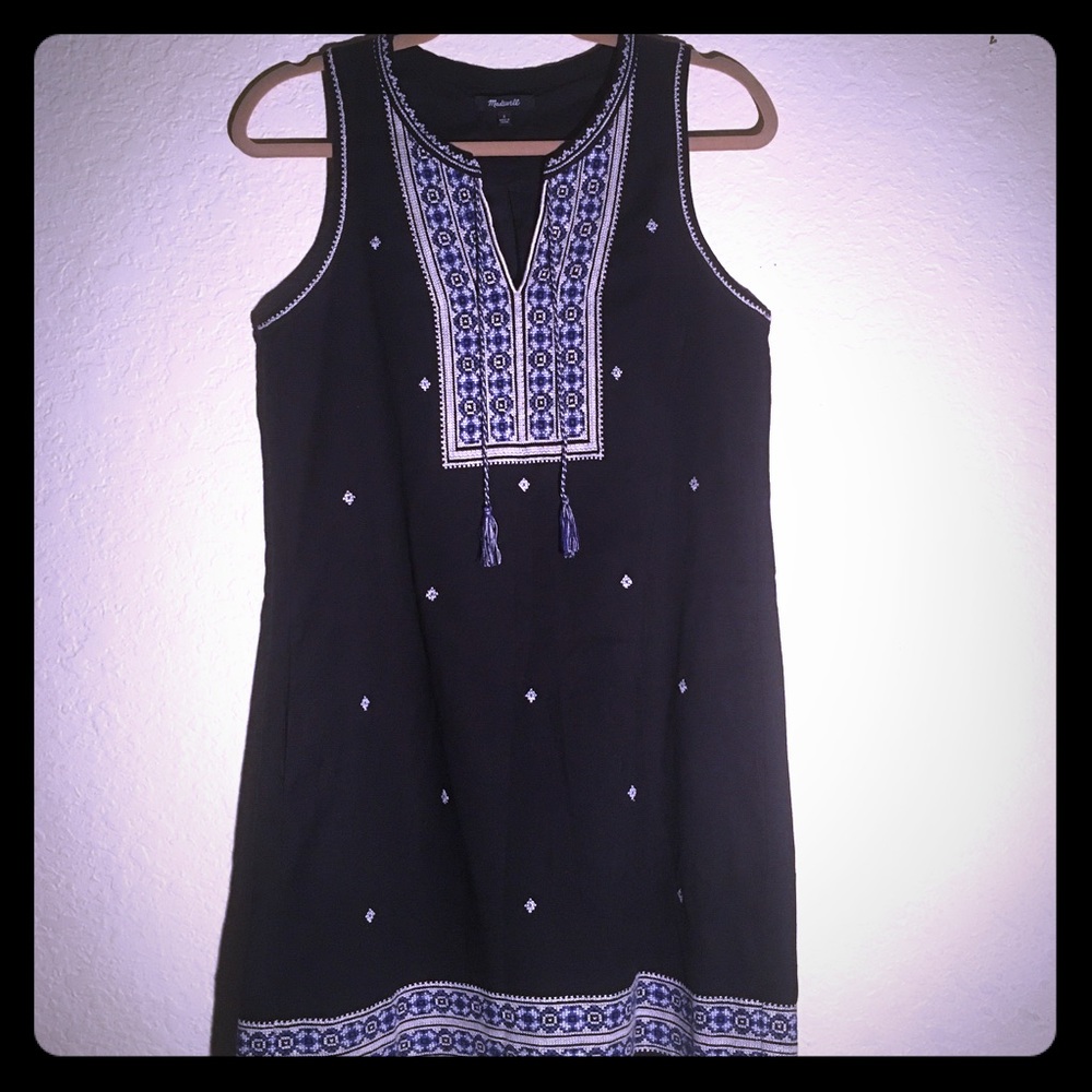 Madewell Black dress w/tassels+embroidery - size 2 - Picture 7 of 7